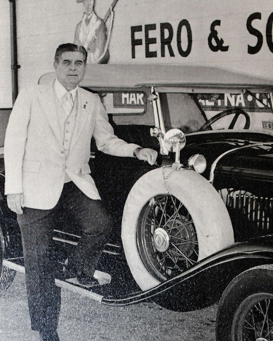 Mr. Fero who opened Fero insurance. Black and white image of original Mr. Fero who opened Fero Insurance